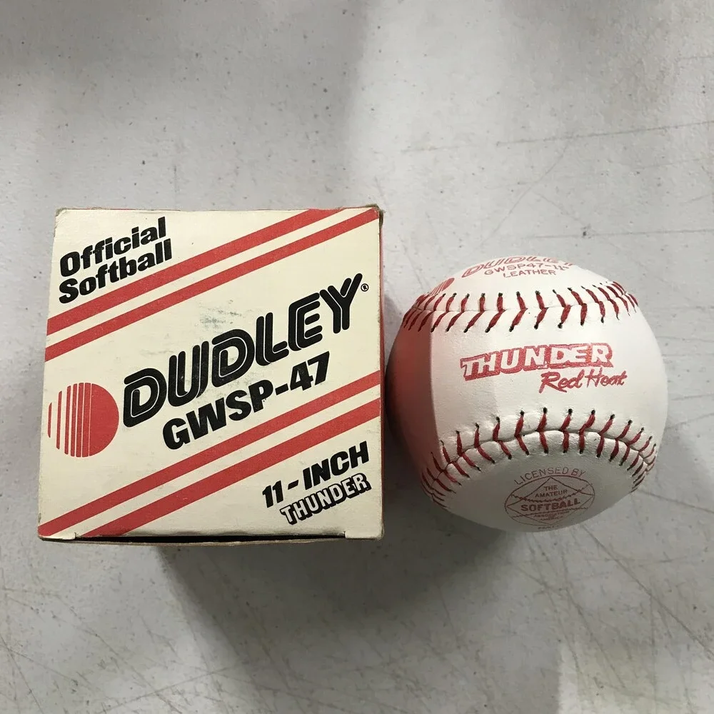 Dudley Thunder Red Heat Softball 11 Inch White Leather Slowpitch Ball GWSP47-11
